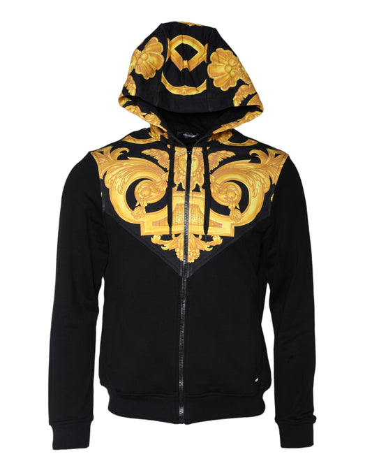 Sudadera con capucha y cremallera completa de algodón con estampado de Medusa negra