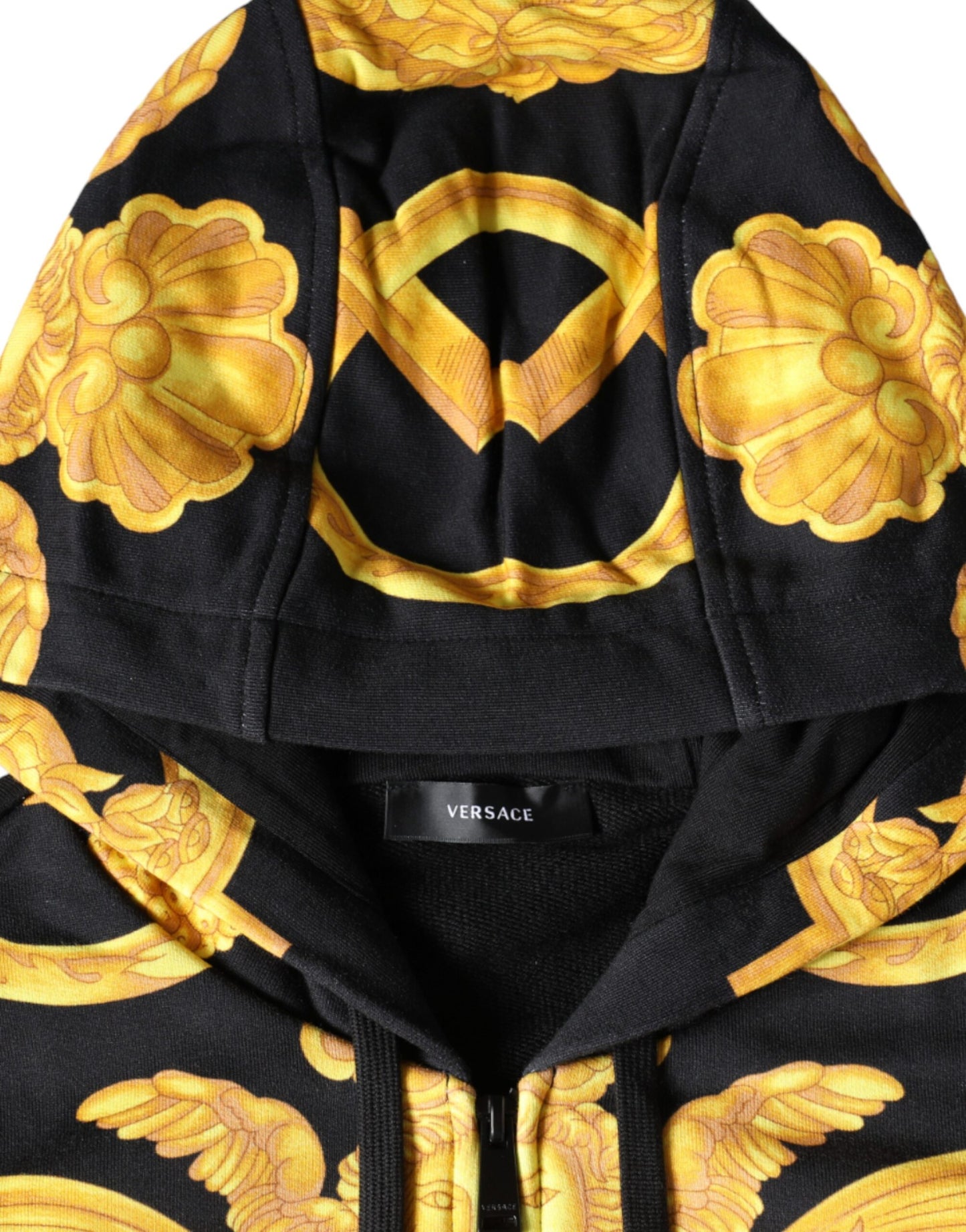 Sudadera con capucha y cremallera completa de algodón con estampado de Medusa negra