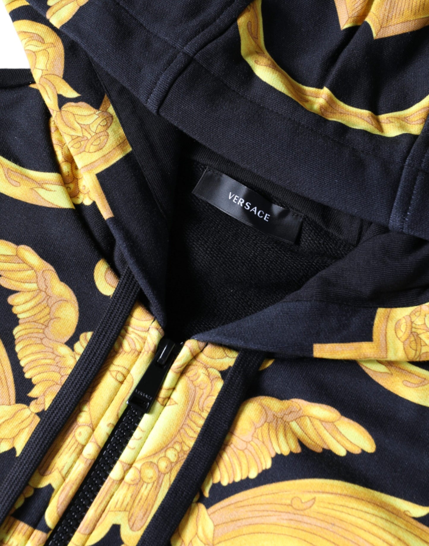 Sudadera con capucha y cremallera completa de algodón con estampado de Medusa negra