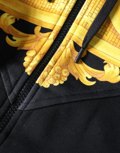 Sudadera con capucha y cremallera completa de algodón con estampado de Medusa negra
