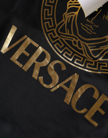 Sudadera con capucha y estampado de Medusa negra de algodón