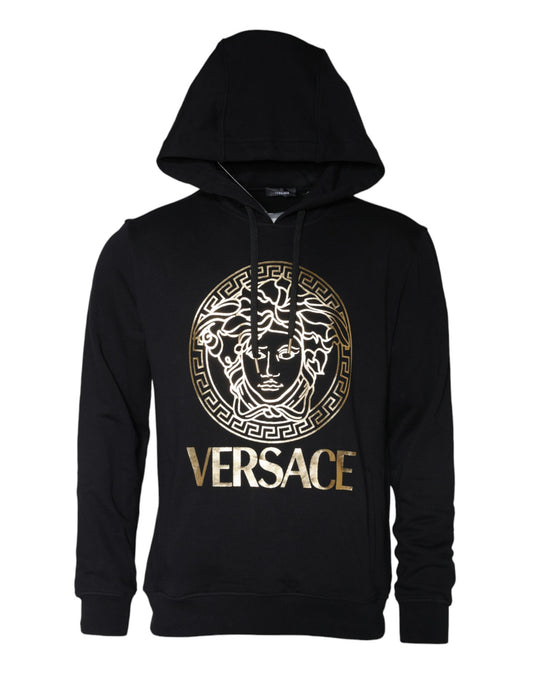 Sudadera con capucha y estampado de Medusa negra de algodón