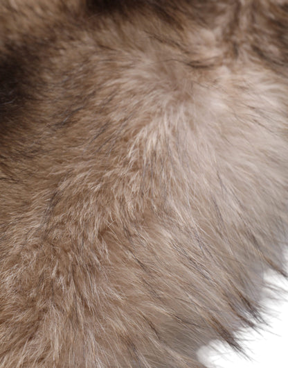 Bufanda de invierno con cuello de piel de zorro marrón escarchado