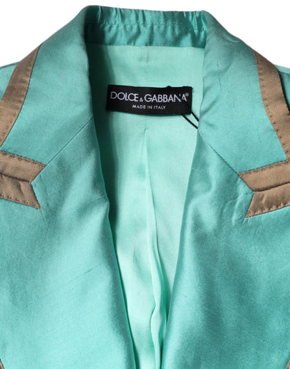 Chaqueta blazer de botonadura sencilla verde metalizado