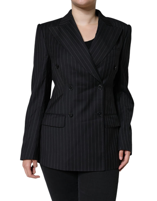 Chaqueta cruzada de rayas negras