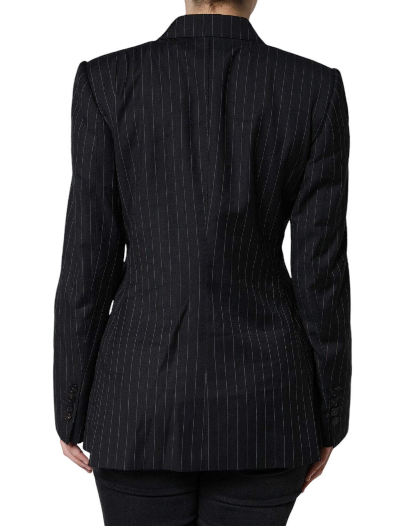 Chaqueta cruzada de rayas negras