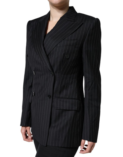 Chaqueta cruzada de rayas negras