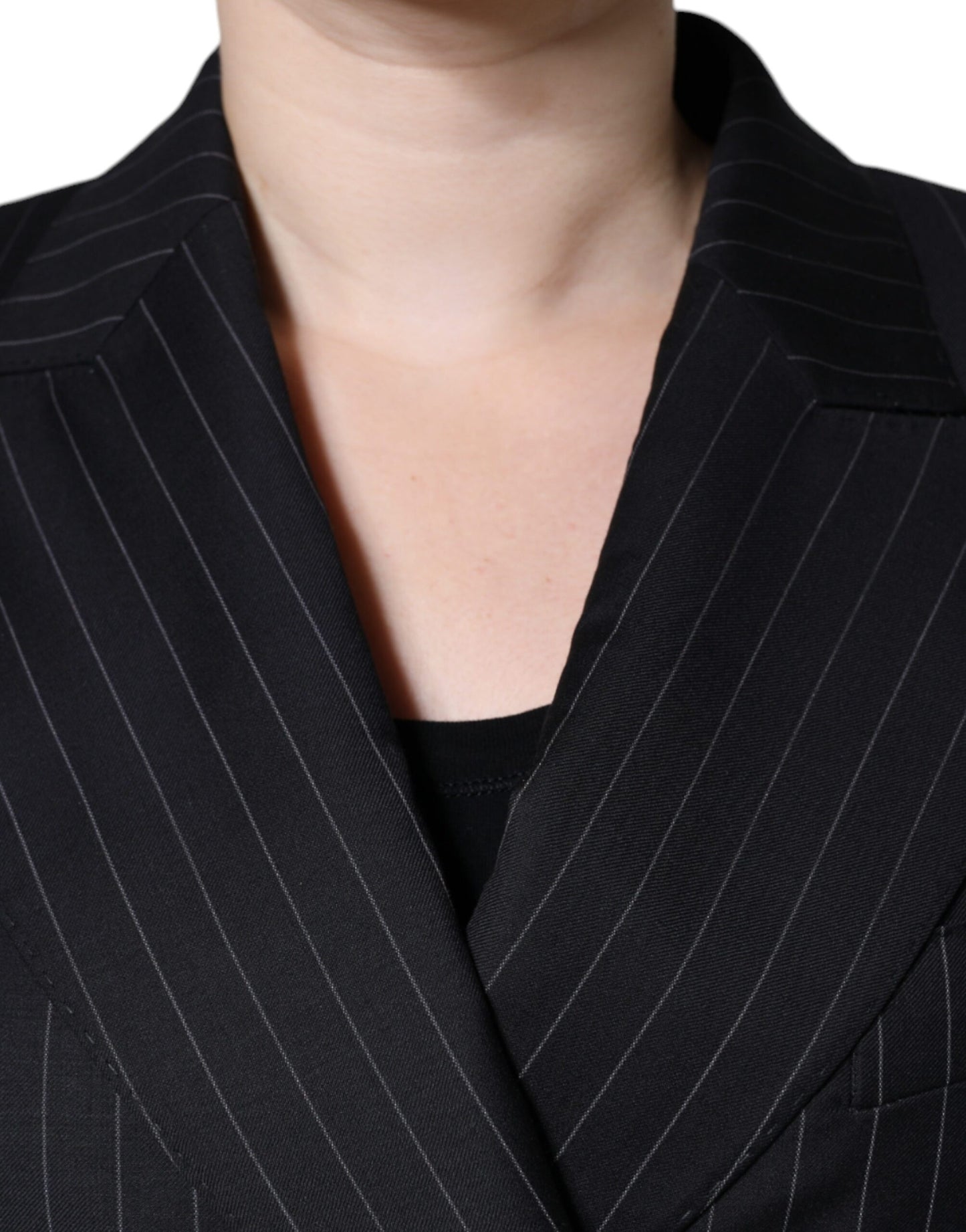 Chaqueta cruzada de rayas negras