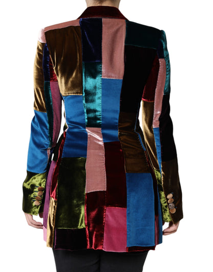 Chaqueta blazer de patchwork con doble botonadura multicolor