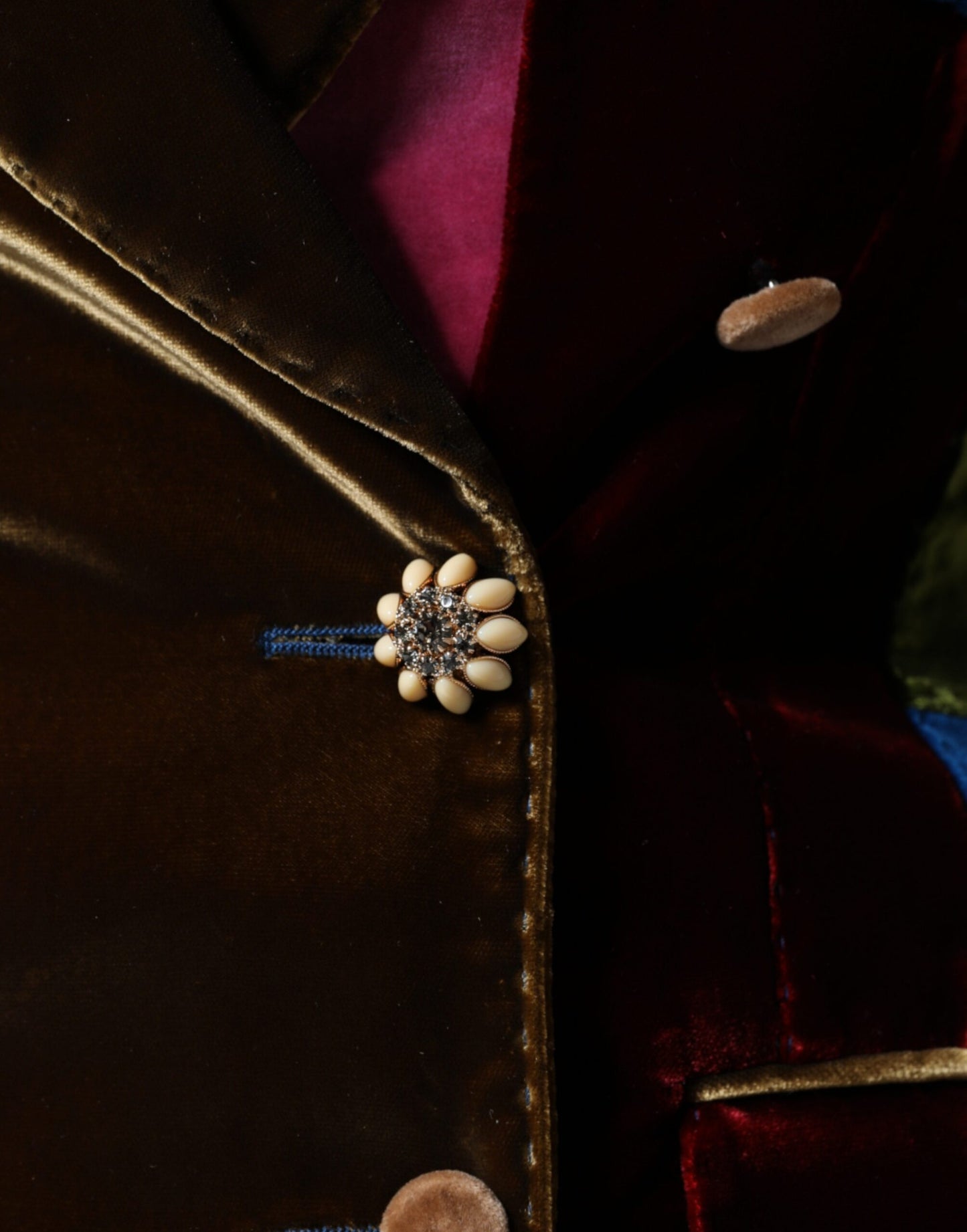 Chaqueta blazer de patchwork con doble botonadura multicolor