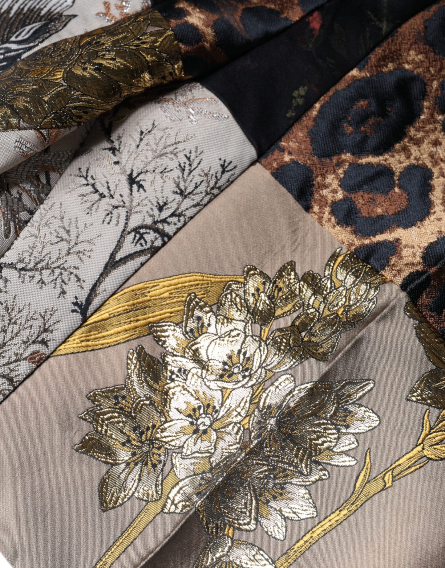 Pantalones de cintura alta con patchwork jacquard multicolor