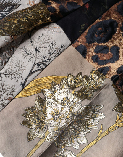 Pantalones de cintura alta con patchwork jacquard multicolor