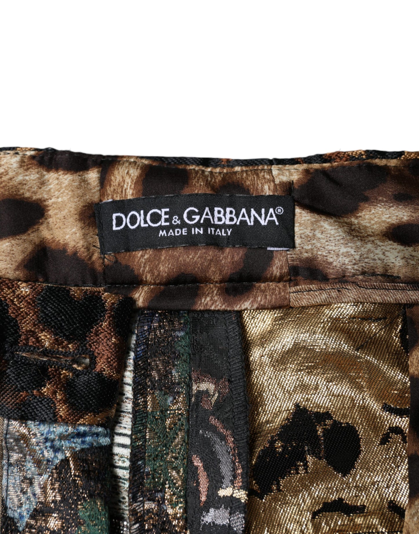 Pantalones de cintura alta con patchwork jacquard multicolor
