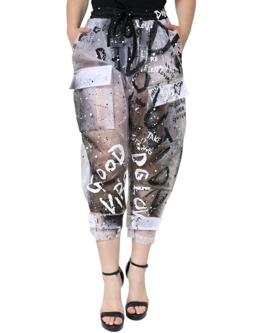 Pantalones cargo cortos con logo transparente en blanco