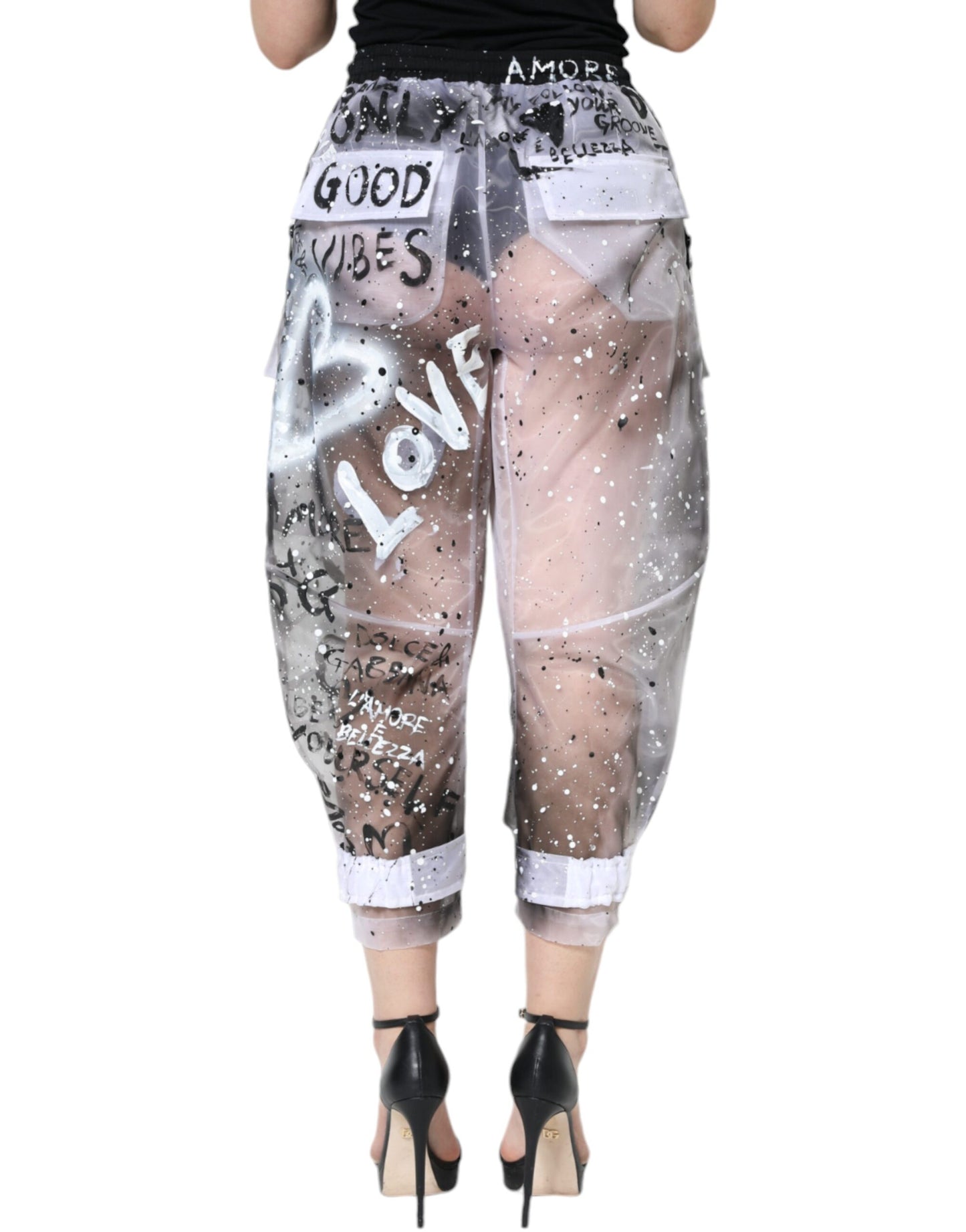 Pantalones cargo cortos con logo transparente en blanco