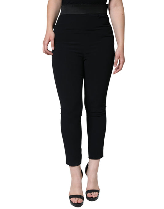 Pantalones cónicos de cintura alta de viscosa negra