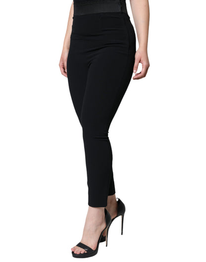 Pantalones cónicos de cintura alta de viscosa negra