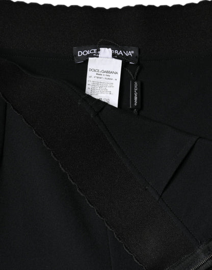 Pantalones cónicos de cintura alta de viscosa negra
