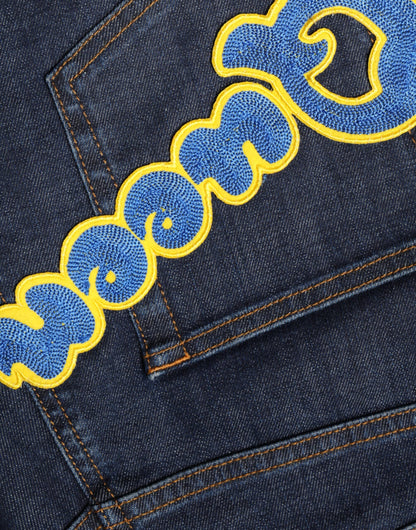 Vaqueros ajustados de algodón QUEEN en azul oscuro