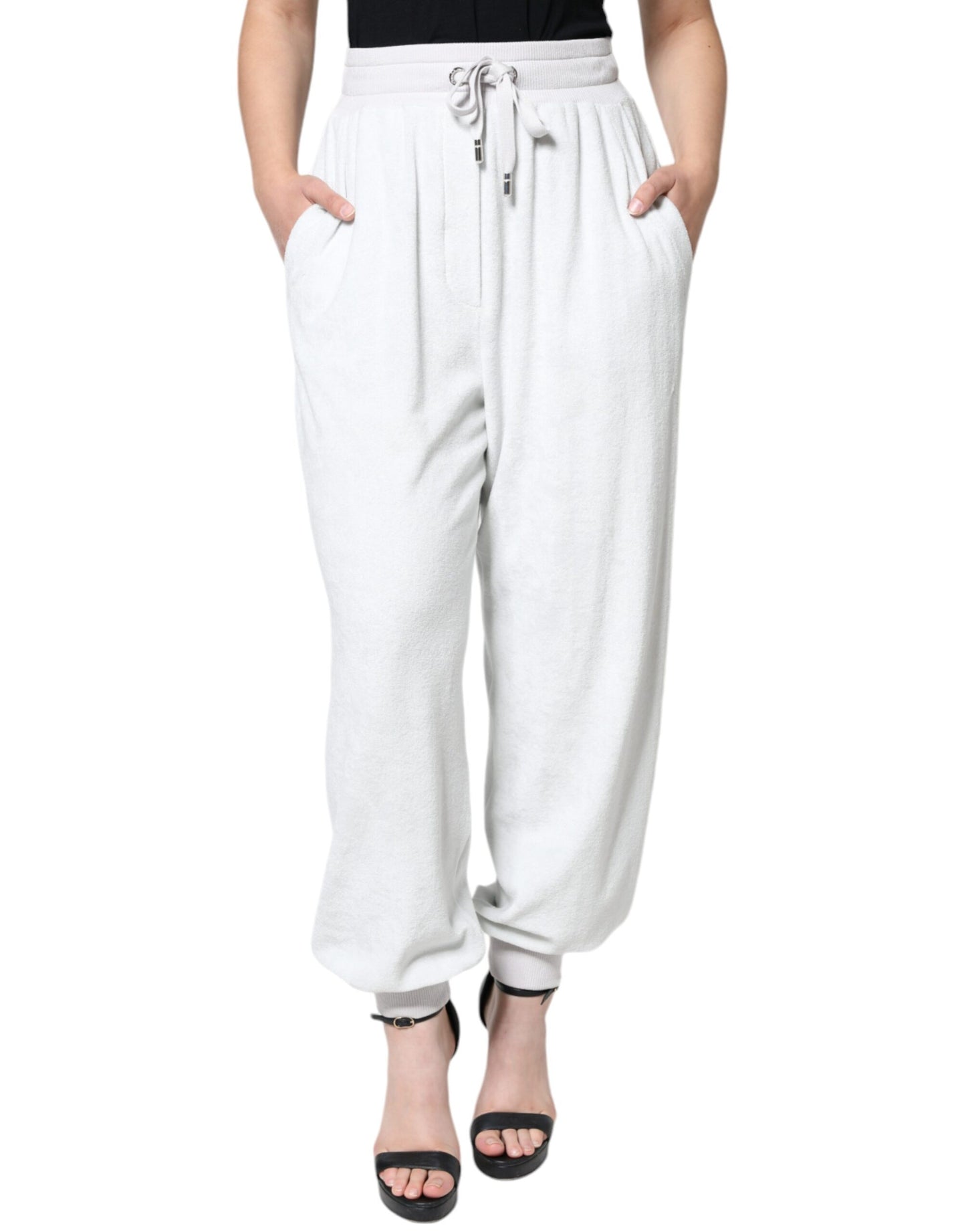 Pantalones deportivos de nailon blanco para jogging