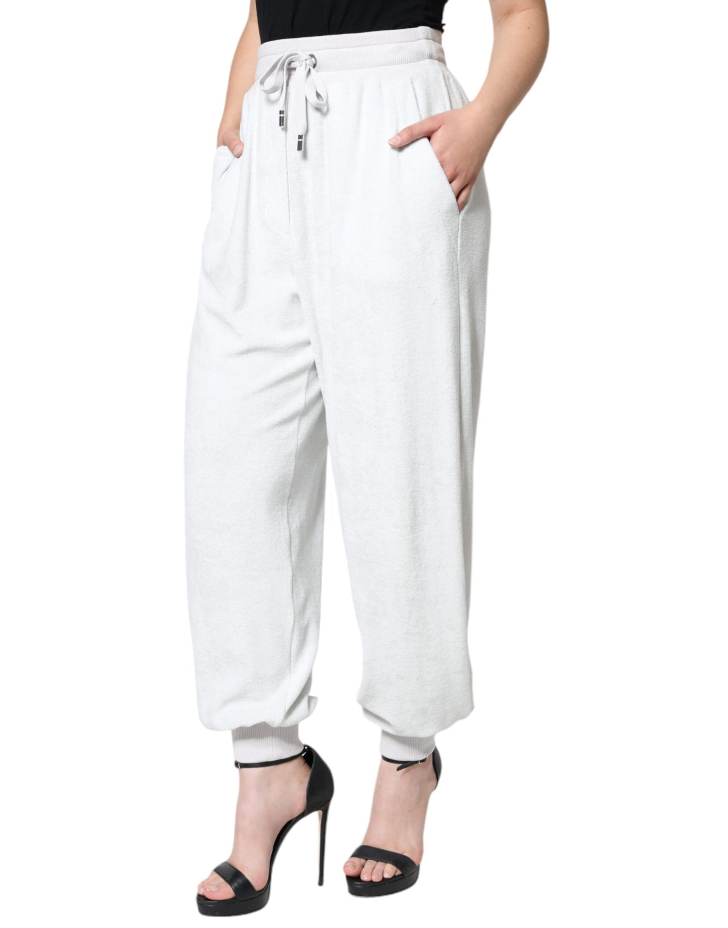 Pantalones deportivos de nailon blanco para jogging