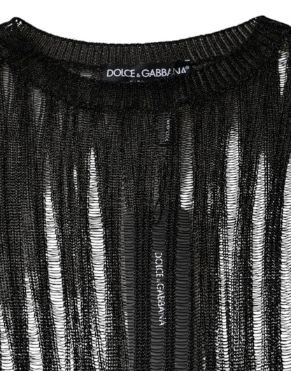Top de manga larga transparente con rayas negras