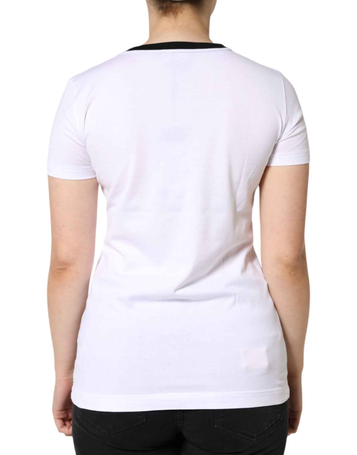 Camiseta de algodón de manga corta con estampado Eleganza blanca