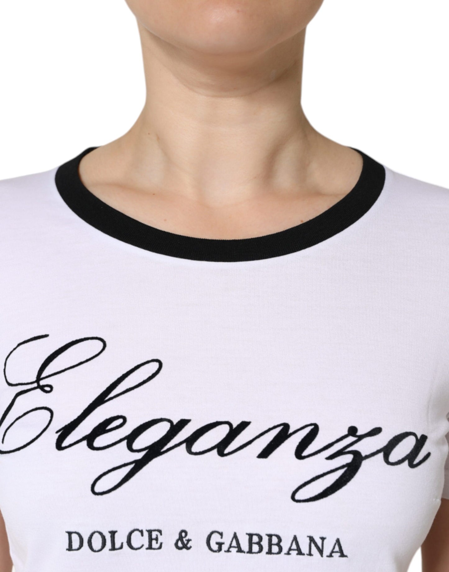 Camiseta de algodón de manga corta con estampado Eleganza blanca