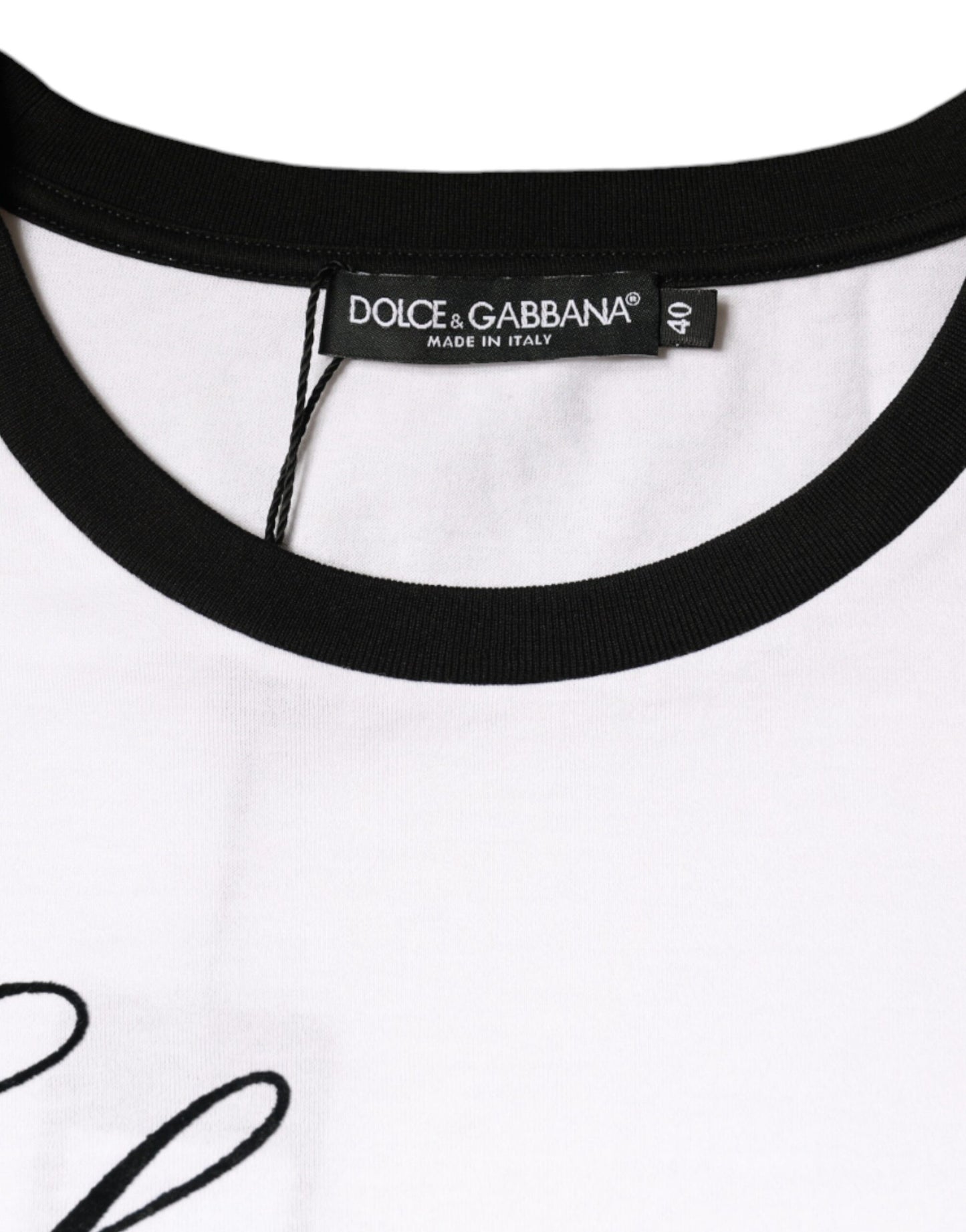 Camiseta de algodón de manga corta con estampado Eleganza blanca