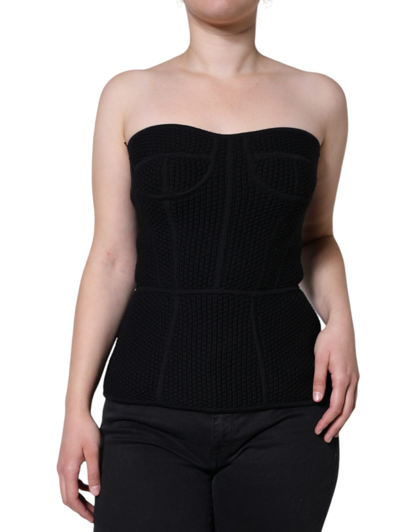 Blusa negra tipo corsé sin mangas con bustier