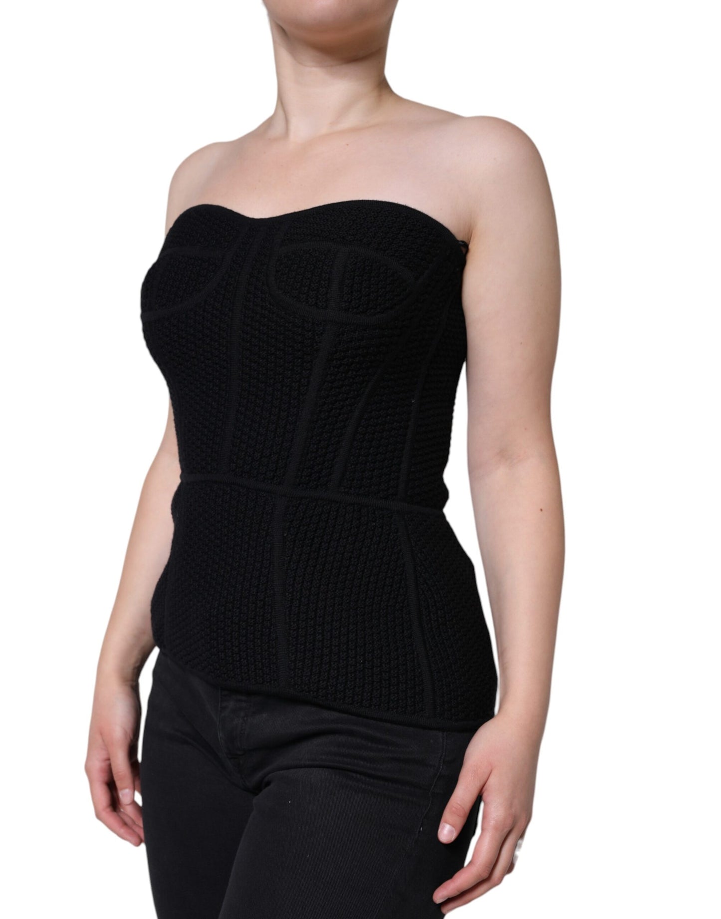 Blusa negra tipo corsé sin mangas con bustier