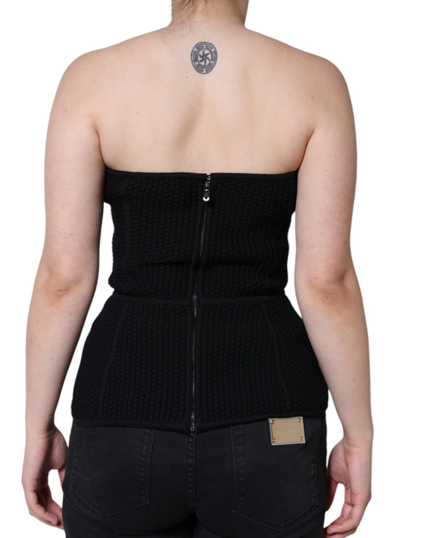 Blusa negra tipo corsé sin mangas con bustier