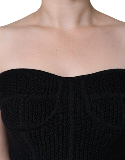 Blusa negra tipo corsé sin mangas con bustier