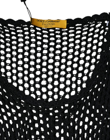 Camiseta sin mangas de malla negra transparente