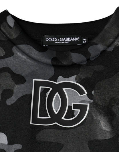 Sudadera con cuello redondo y estampado de camuflaje negro