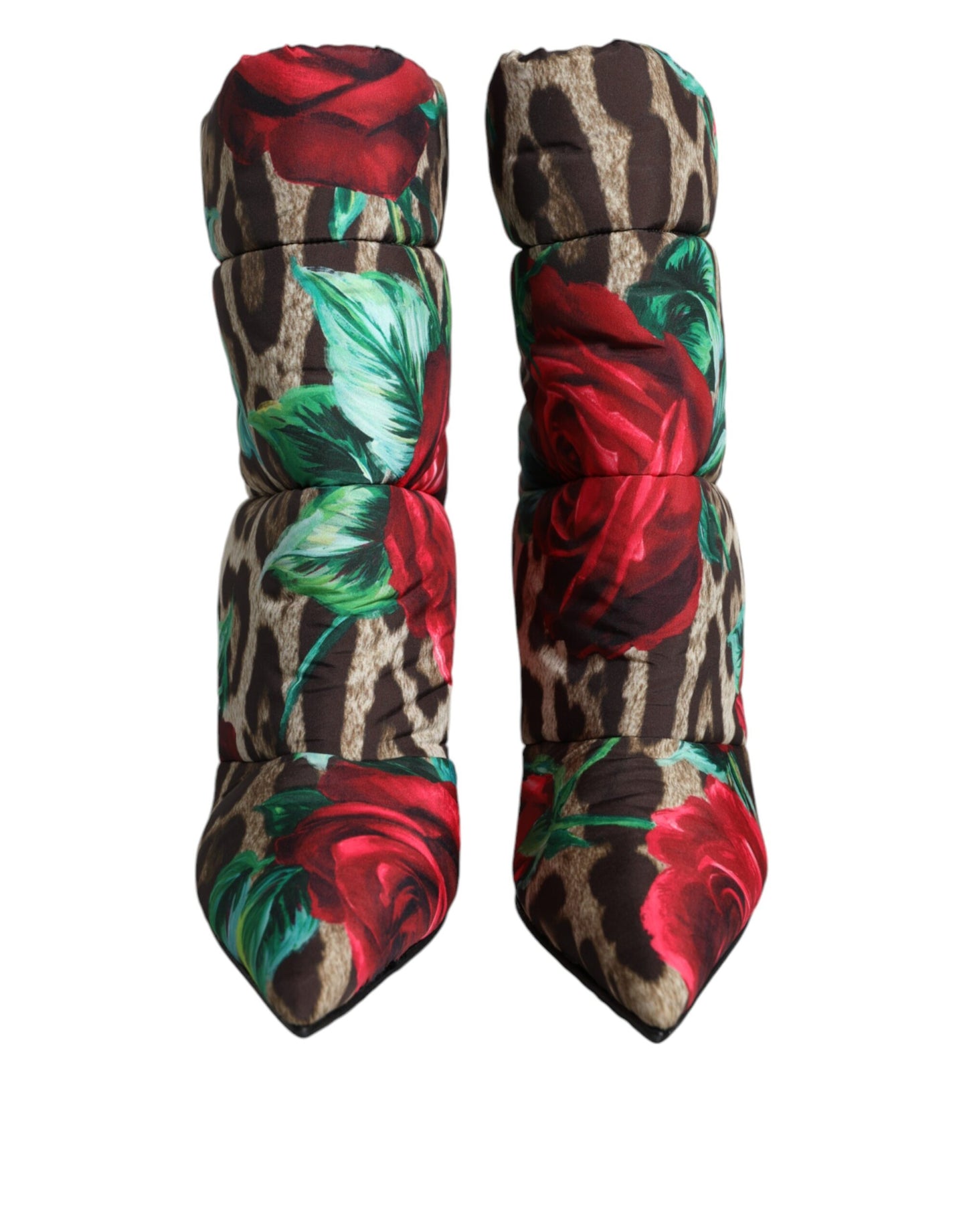 Botas de media pantorrilla con estampado de leopardo y rosa multicolor