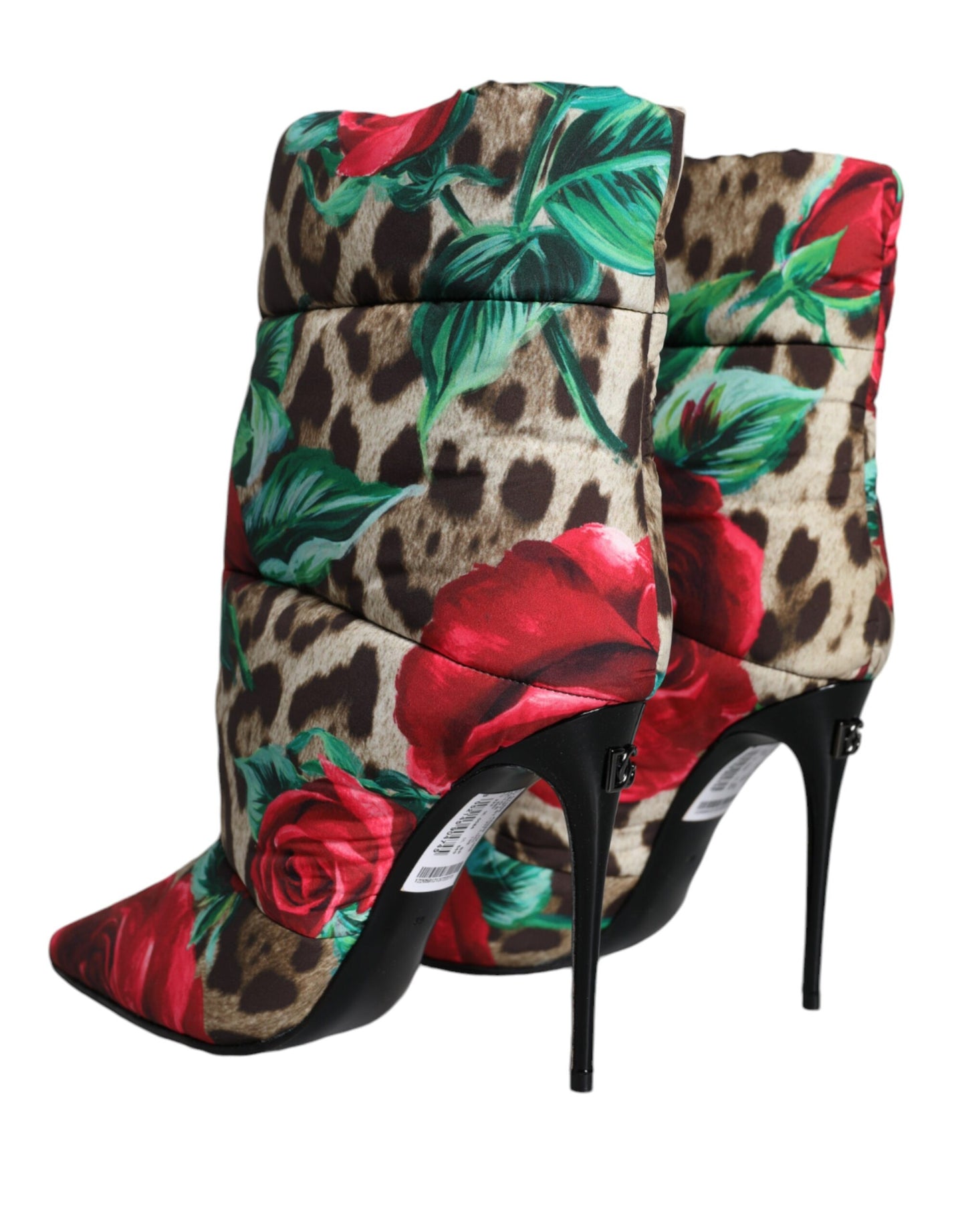 Botas de media pantorrilla con estampado de leopardo y rosa multicolor