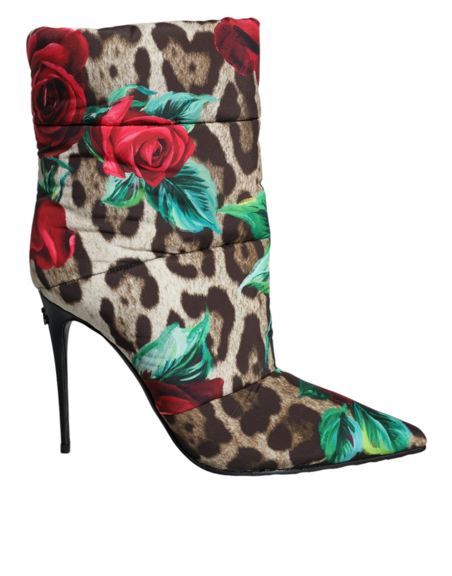Botas de media pantorrilla con estampado de leopardo y rosa multicolor