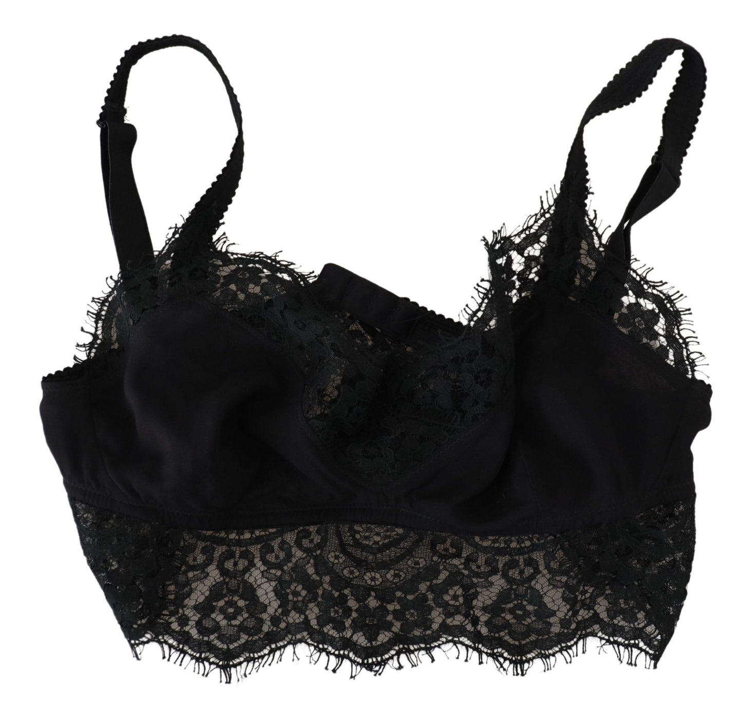 Bralette elástico de encaje floral negro