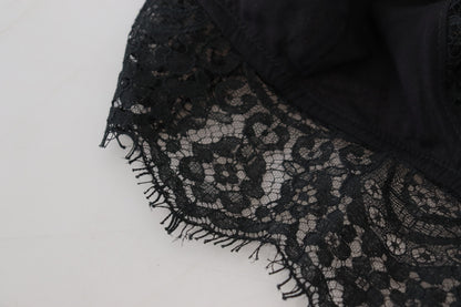 Bralette elástico de encaje floral negro