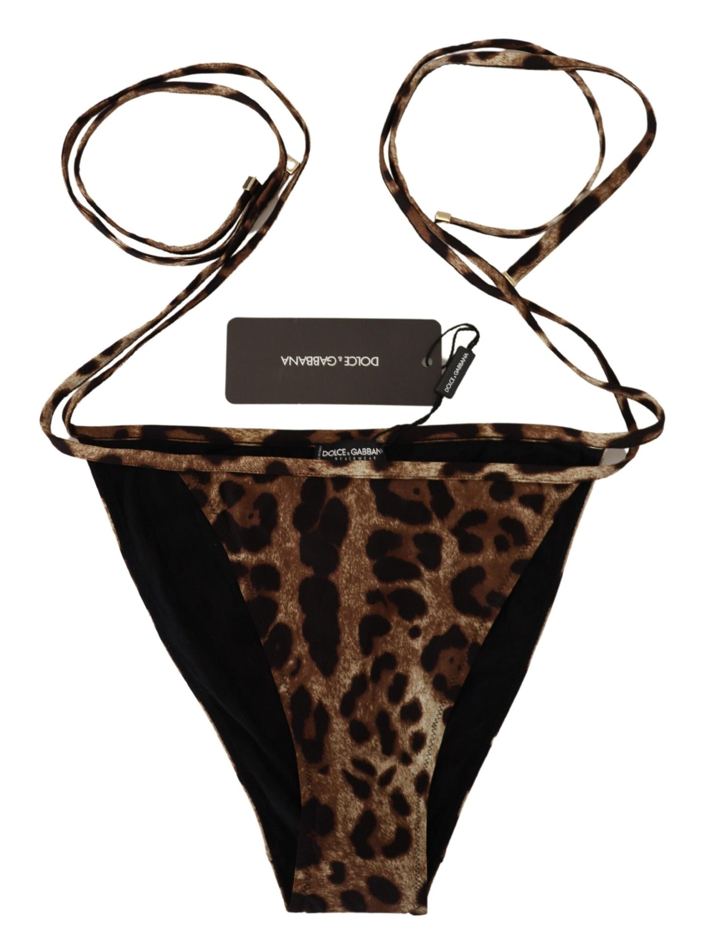 Traje de baño con estampado de leopardo marrón, parte inferior del bikini