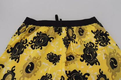 Traje de baño corto de nailon estampado en amarillo y negro