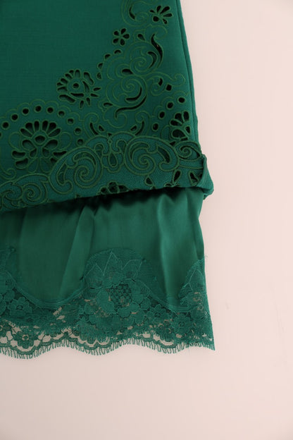 Elegante vestido verde de corte A