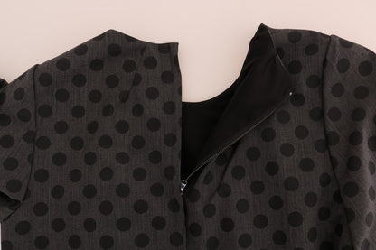 Elegante vestido de mezcla de lana con lunares