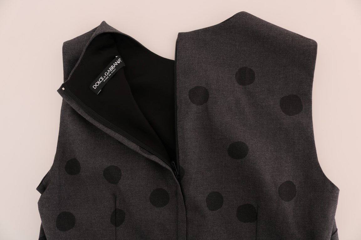 Vestido elegante de lana con lunares sin mangas