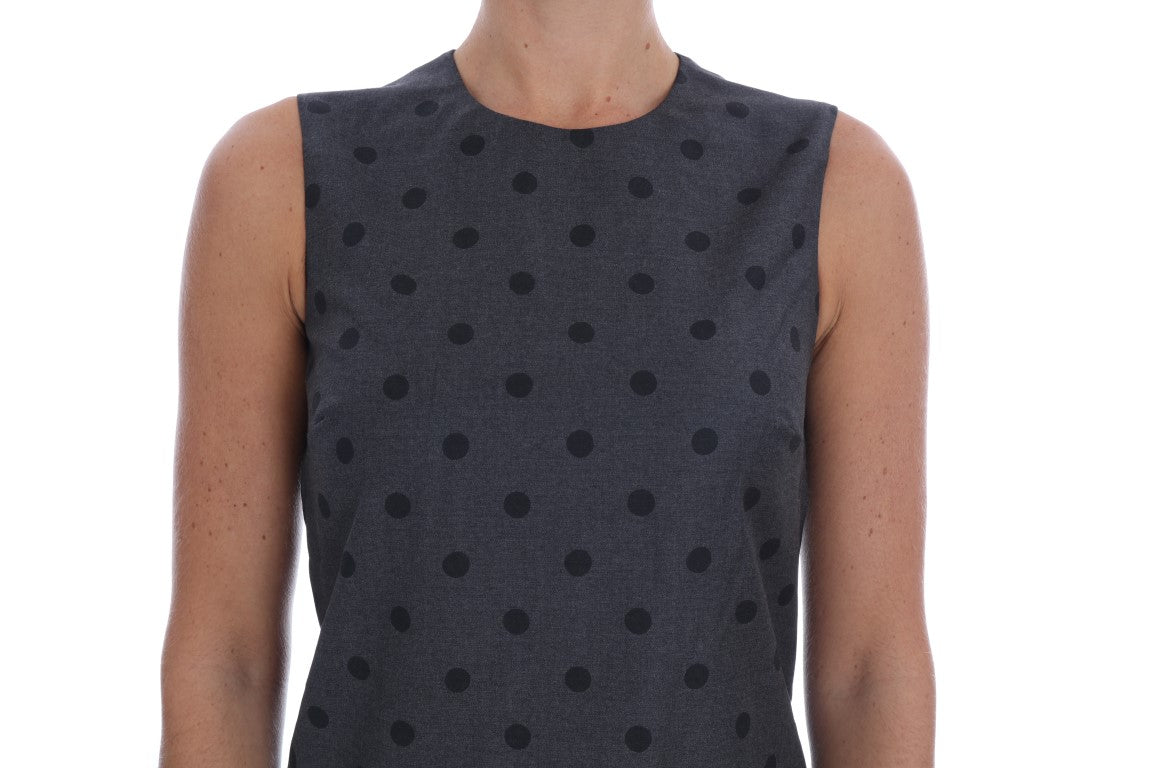 Vestido elegante de lana con lunares sin mangas