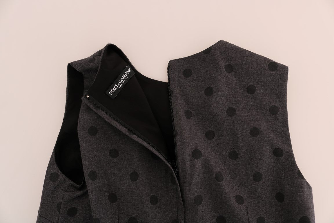 Vestido elegante de lana con lunares sin mangas