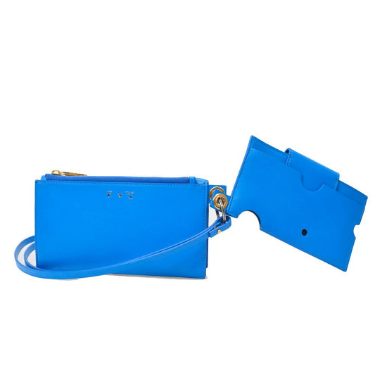 Bolso de hombro de cuero azul