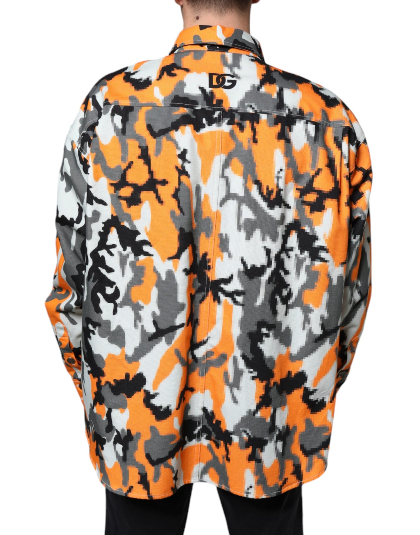 Chaqueta vaquera de algodón con cuello de camuflaje multicolor