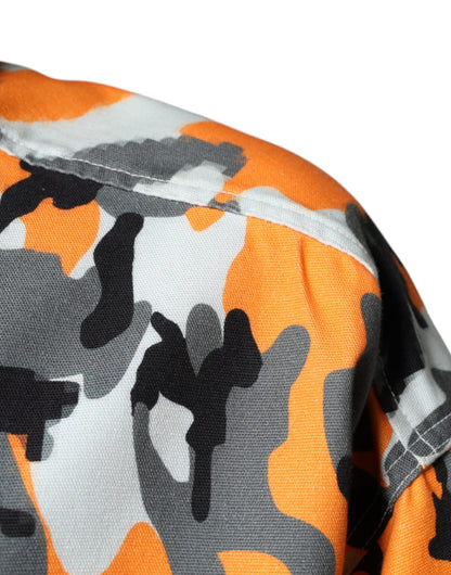 Chaqueta vaquera de algodón con cuello de camuflaje multicolor